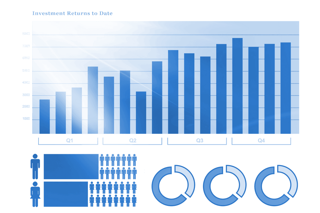 Business Statistics Infographic with Transparent Background Overview