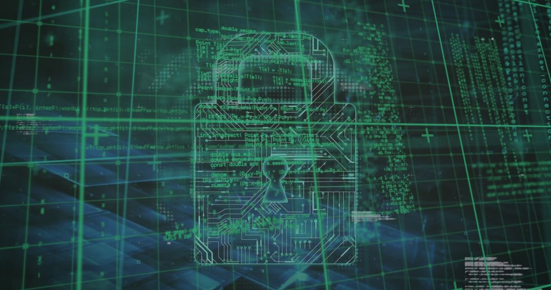 Cybersecurity Concept with Lock and Data Networks