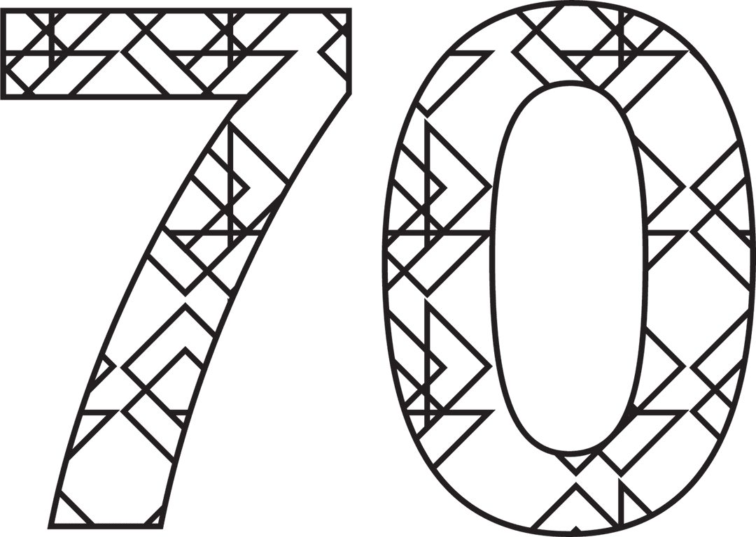 Decorative Transparent Patterned 70 Number Illustration