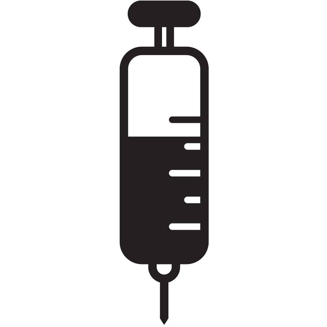 Black Syringe Icon on Transparent Background