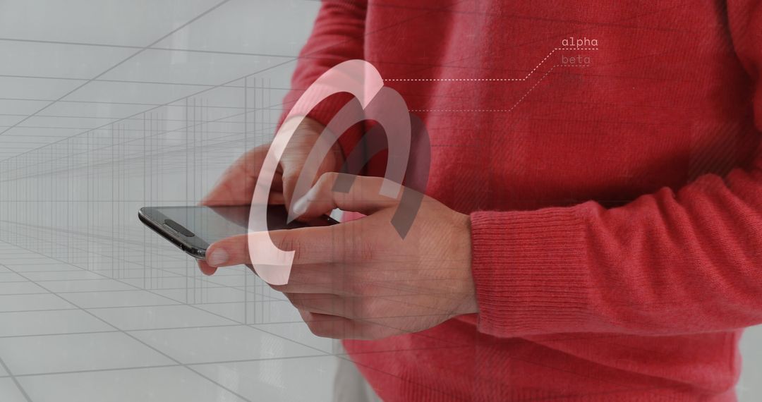 Businessman Using Smartphone with Digital Financial Interface