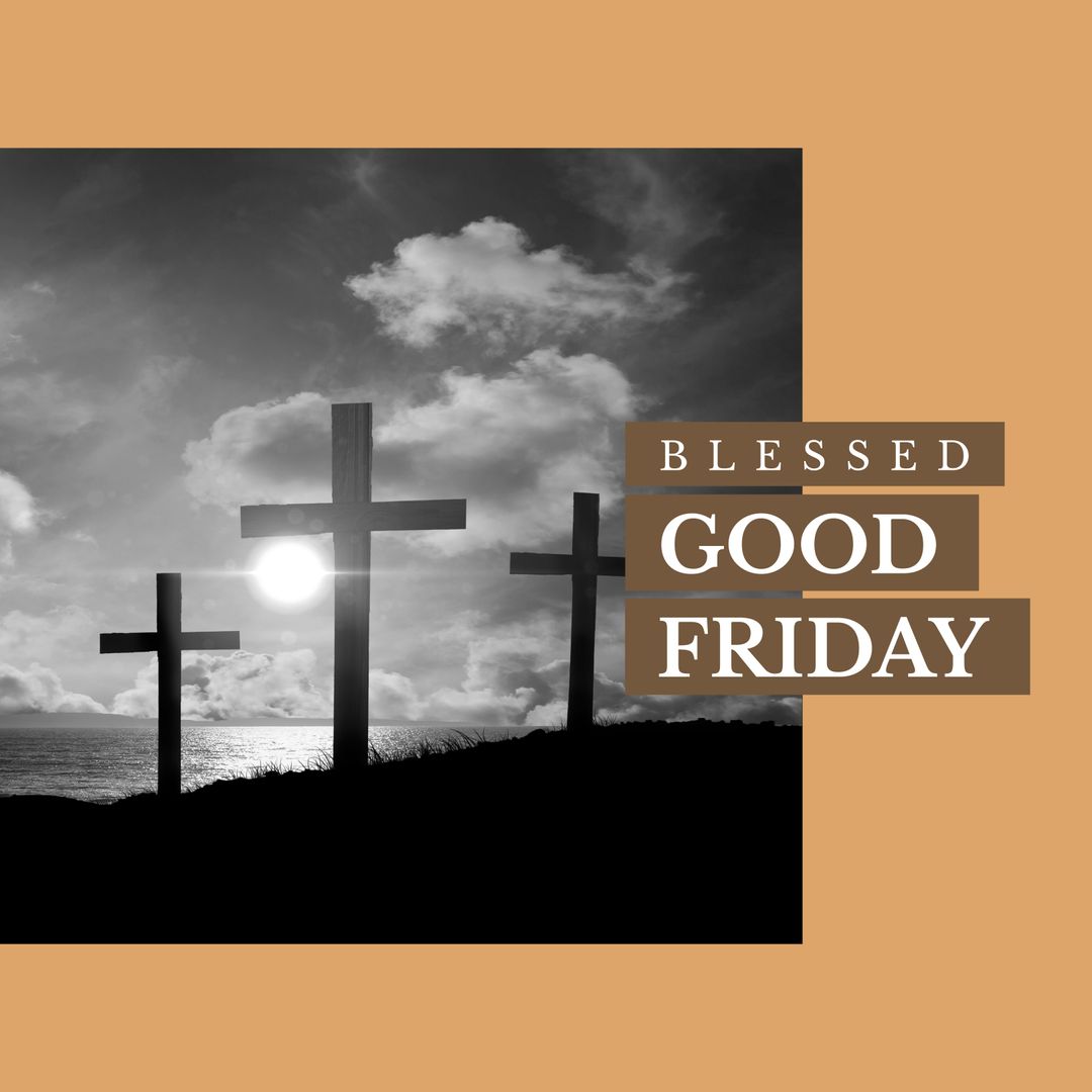 Blessed Good Friday with Crosses and Sky