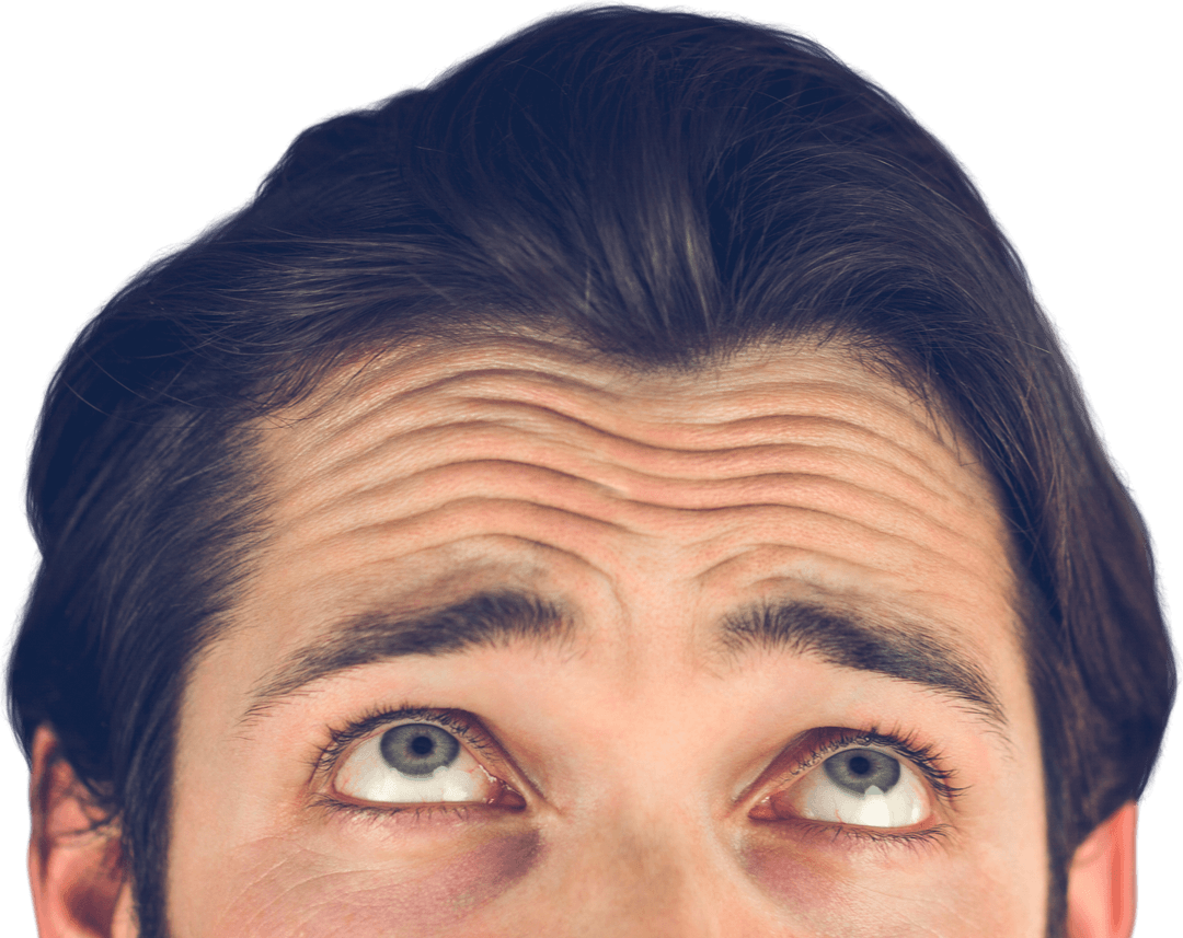 Transparent Mockup of Man Looking Upwards in Curiosity