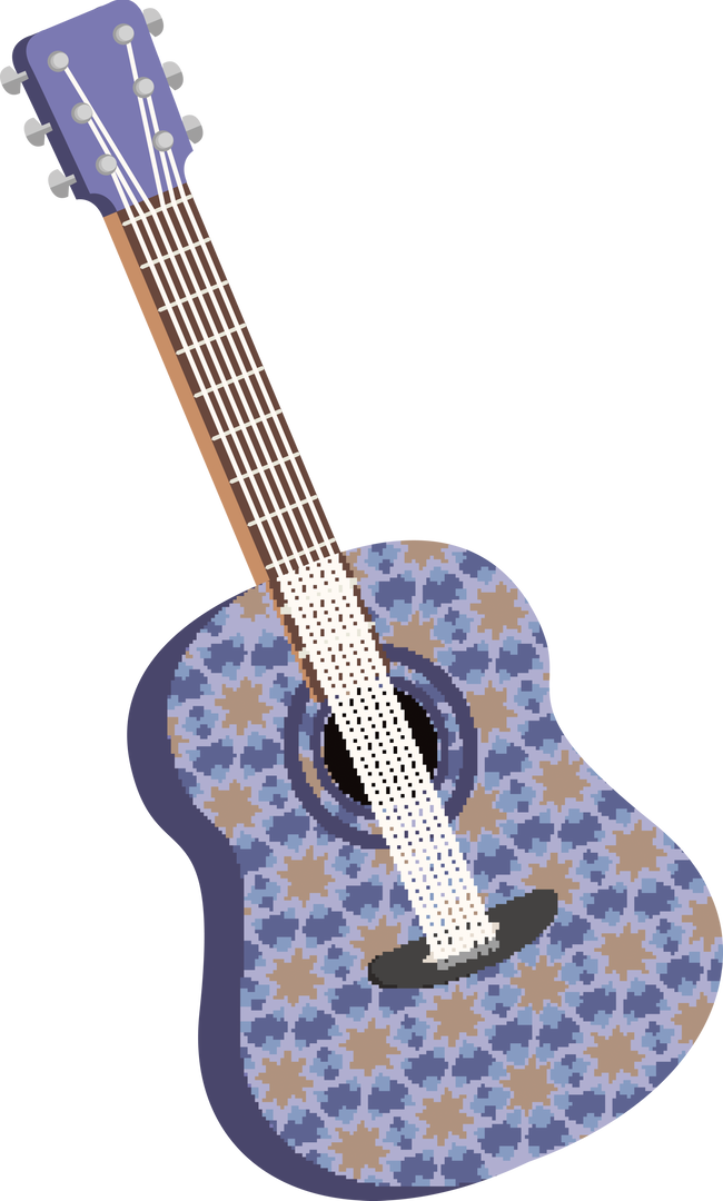 Illustration of Blue Patterned Acoustic Guitar on Transparent Background - Download Free Stock Images Pikwizard.com