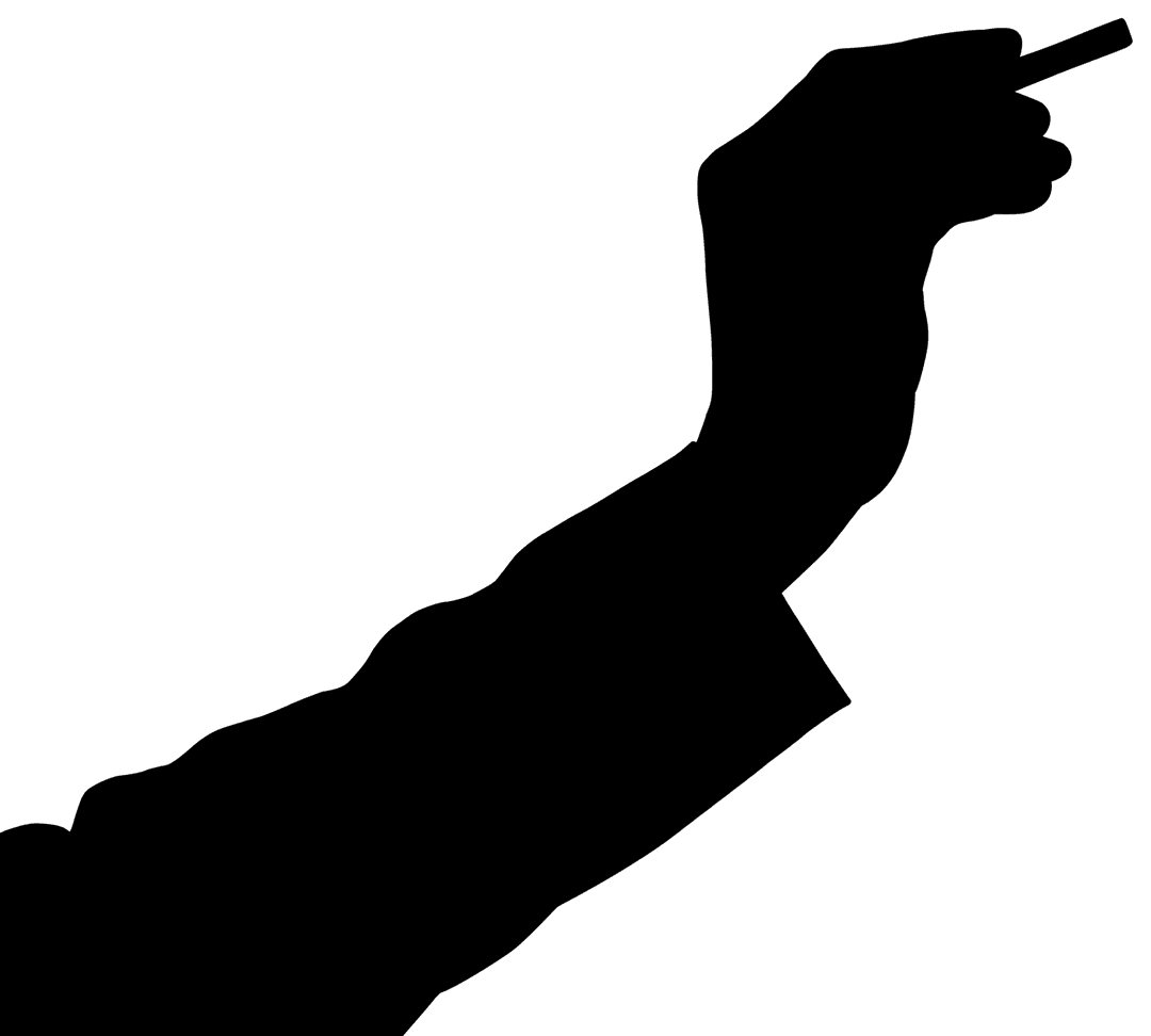 Hand Holding Chalk on Transparent Background Silhouette