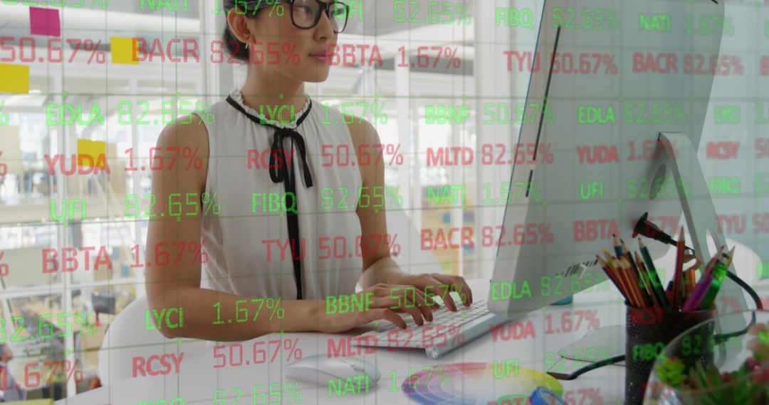 Young Woman Analyzing Stock Market Data on Computer - Free Images, Stock Photos and Pictures on Pikwizard.com