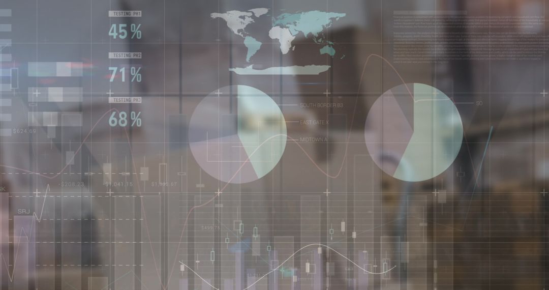 Financial Data Overlay on Warehouse Background Signals Global Connections