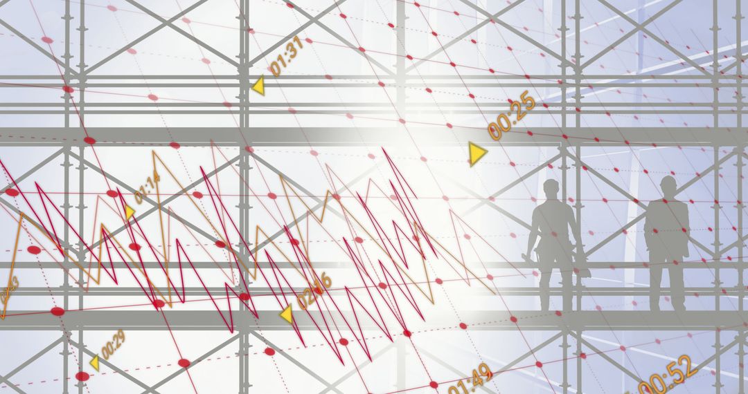 Financial Data Overlay on Modern Office Building Facade