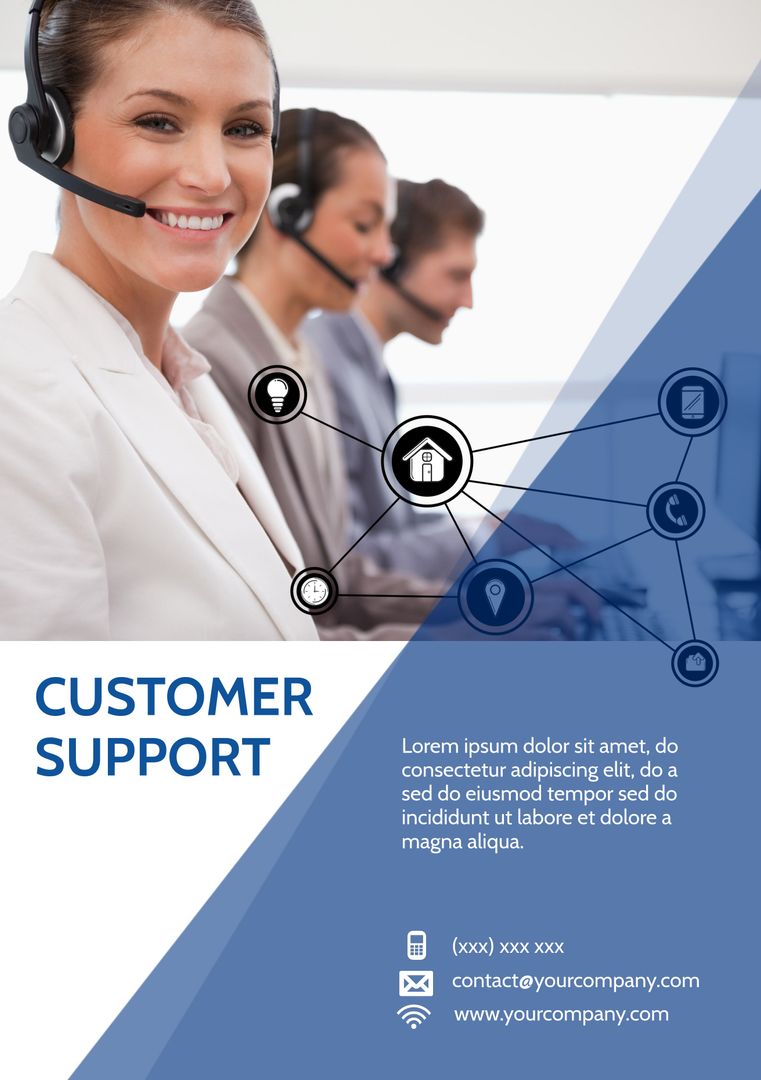 Smiling Customer Support Representative in Call Center - Download Free Stock Templates Pikwizard.com