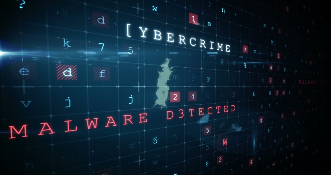 Cybersecurity Concept Displaying Cybercrime Alert and Malware Detection