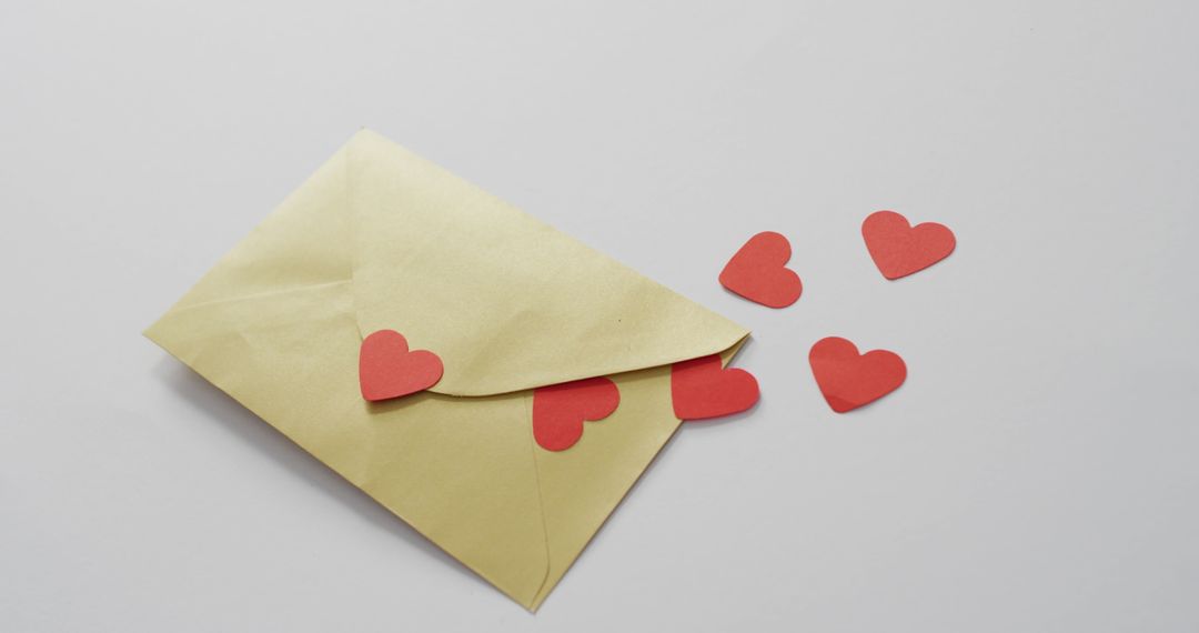 Envelope with Red Hearts Symbolizing Love and Affection