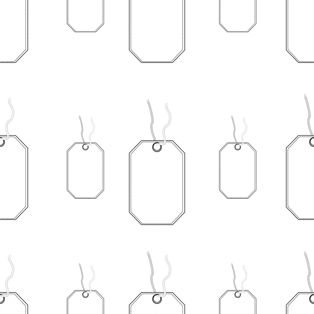 Seamless Pattern of Black and White Labels on Transparent Background