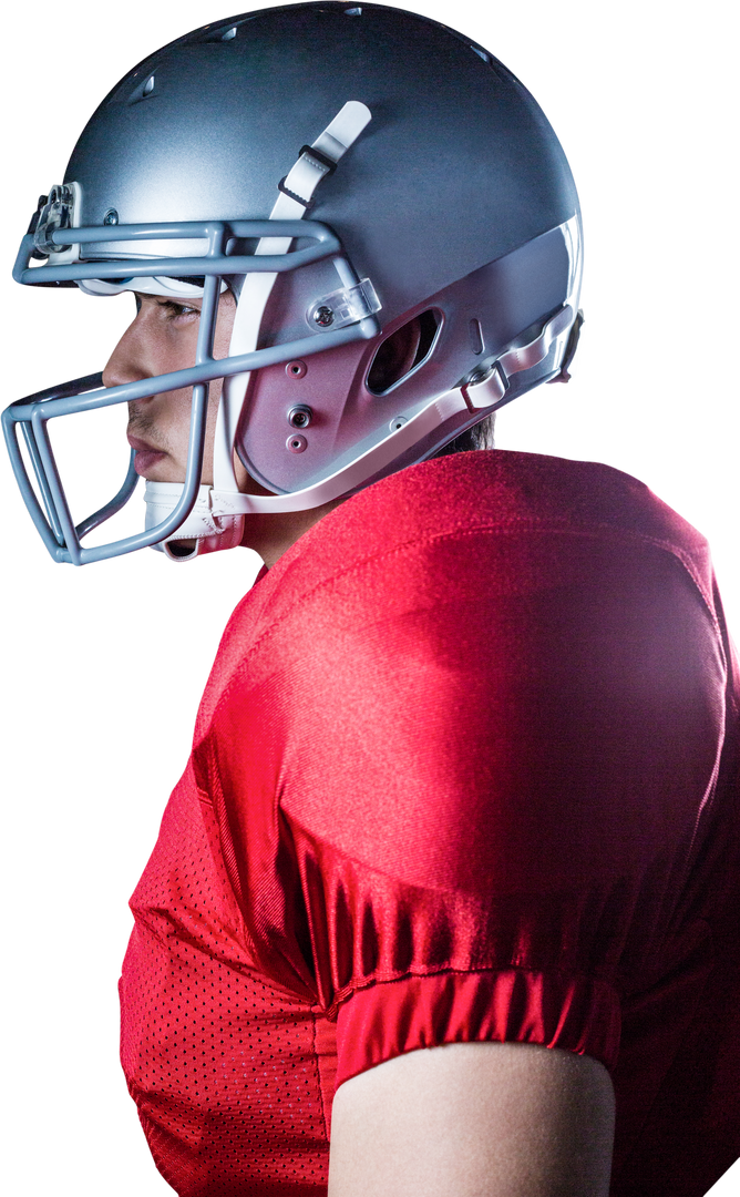 Side View of Focused American Football Player in transparent Uniform - Download Free Stock Images Pikwizard.com