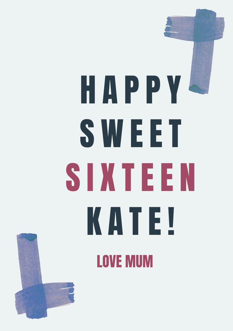 Sweet Sixteen Birthday Card with Modern Design - Download Free Stock Templates Pikwizard.com