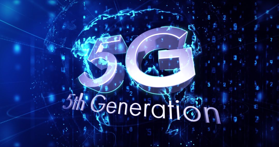 5G Technology with Digital Globe and Rotating Numbers