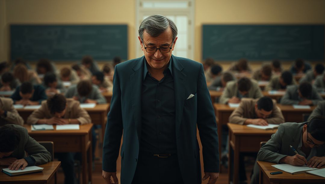 Strict Invigilator Supervising Students during Exam