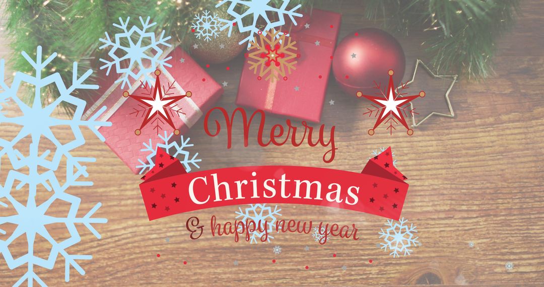 Festive Christmas and New Year Greeting with Rustic Decorations