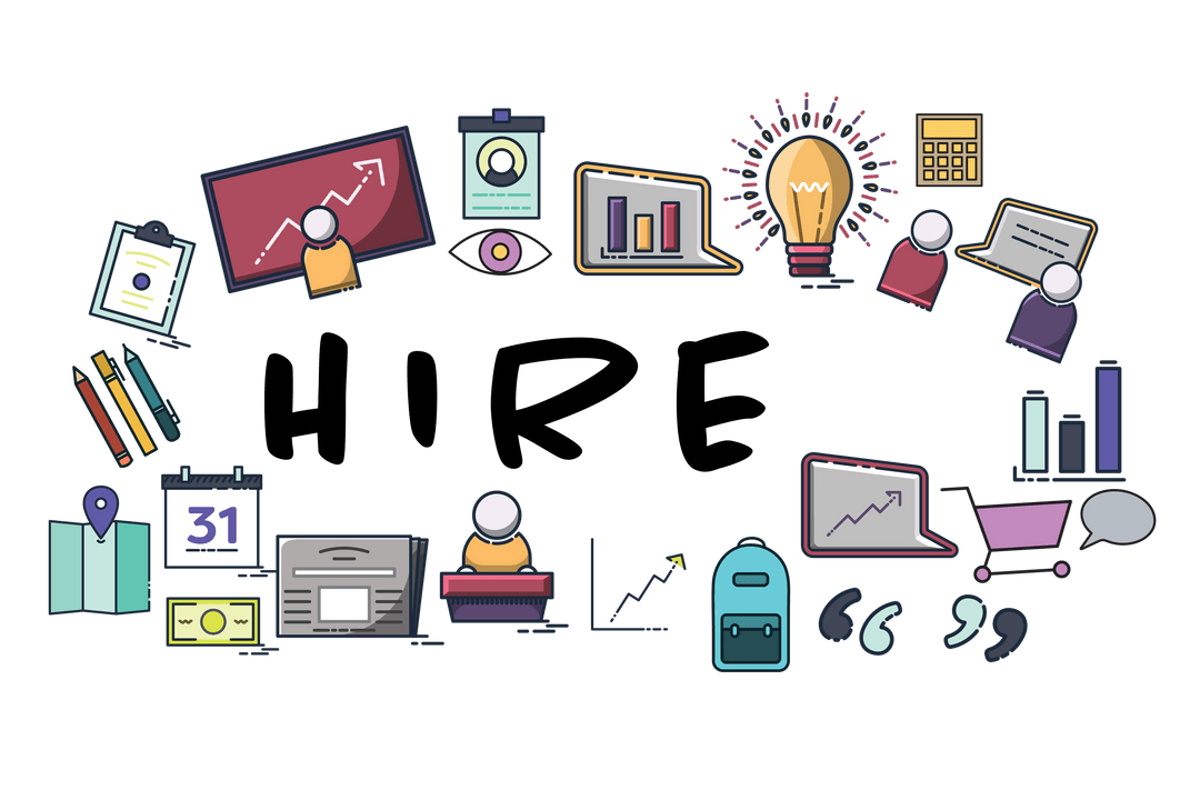 Digital Communication and Work Icons on Transparent Background