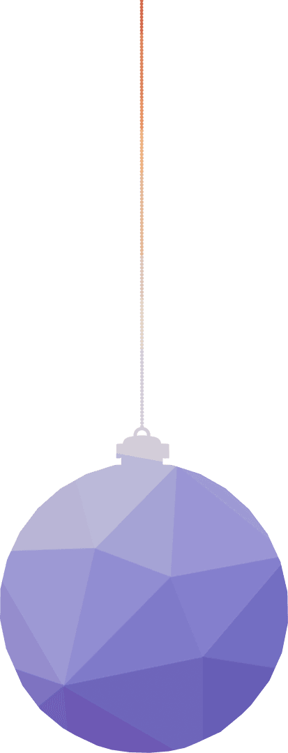 Purple Polygon Christmas Bauble Hanging on Transparent Background