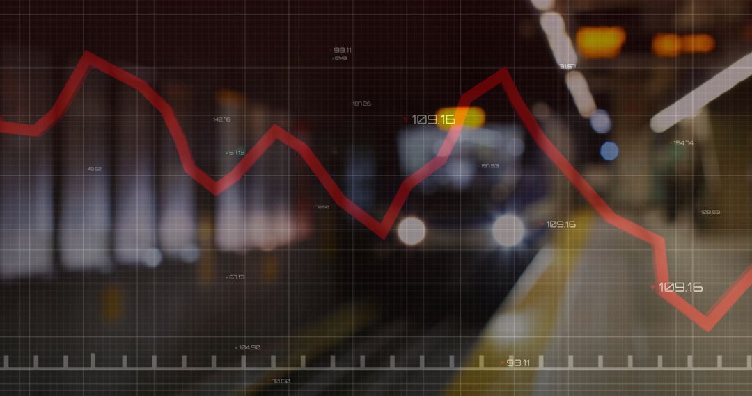 Digital Finance Data Overlaid on Train Station