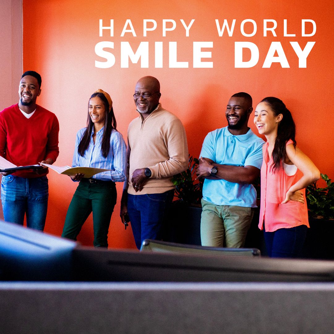 Diverse Group Celebrating World Smile Day with Joyful Laughter