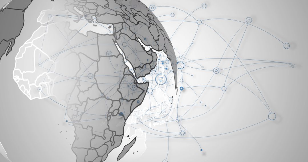 Digital Global Network Display on Grey Tones