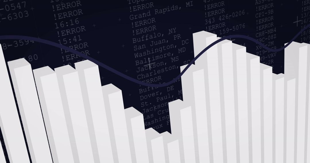 Abstract Financial Data with White Graph Against Dark Blue Background