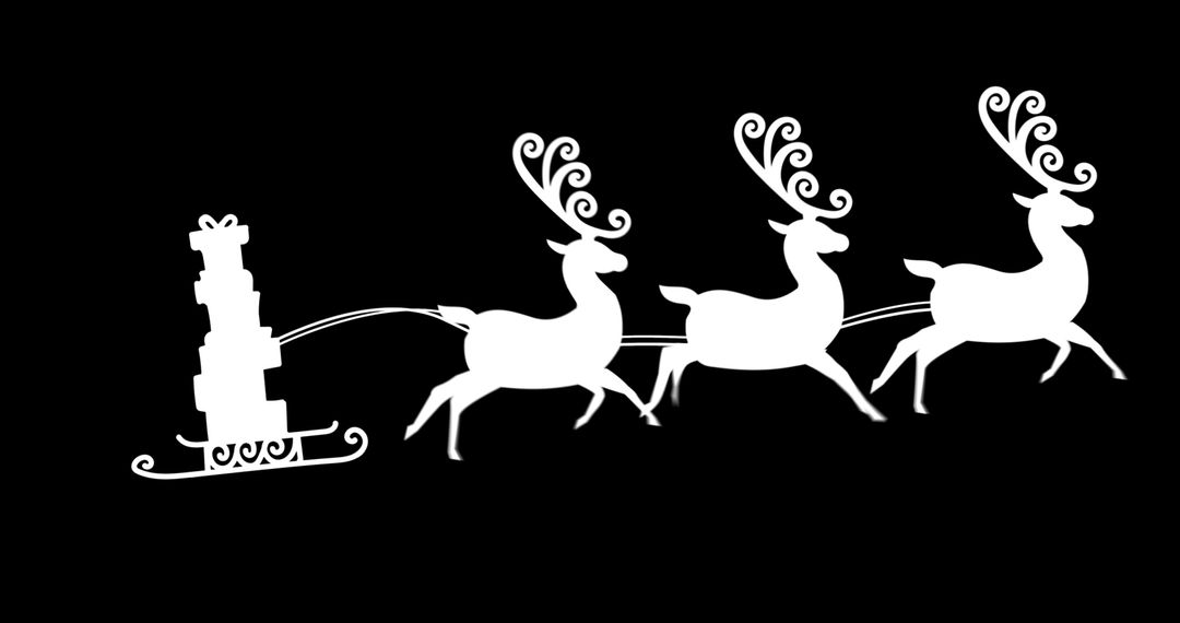 Reindeer Silhouette Pulling Gifts on Sleigh - Free Images, Stock Photos and Pictures on Pikwizard.com