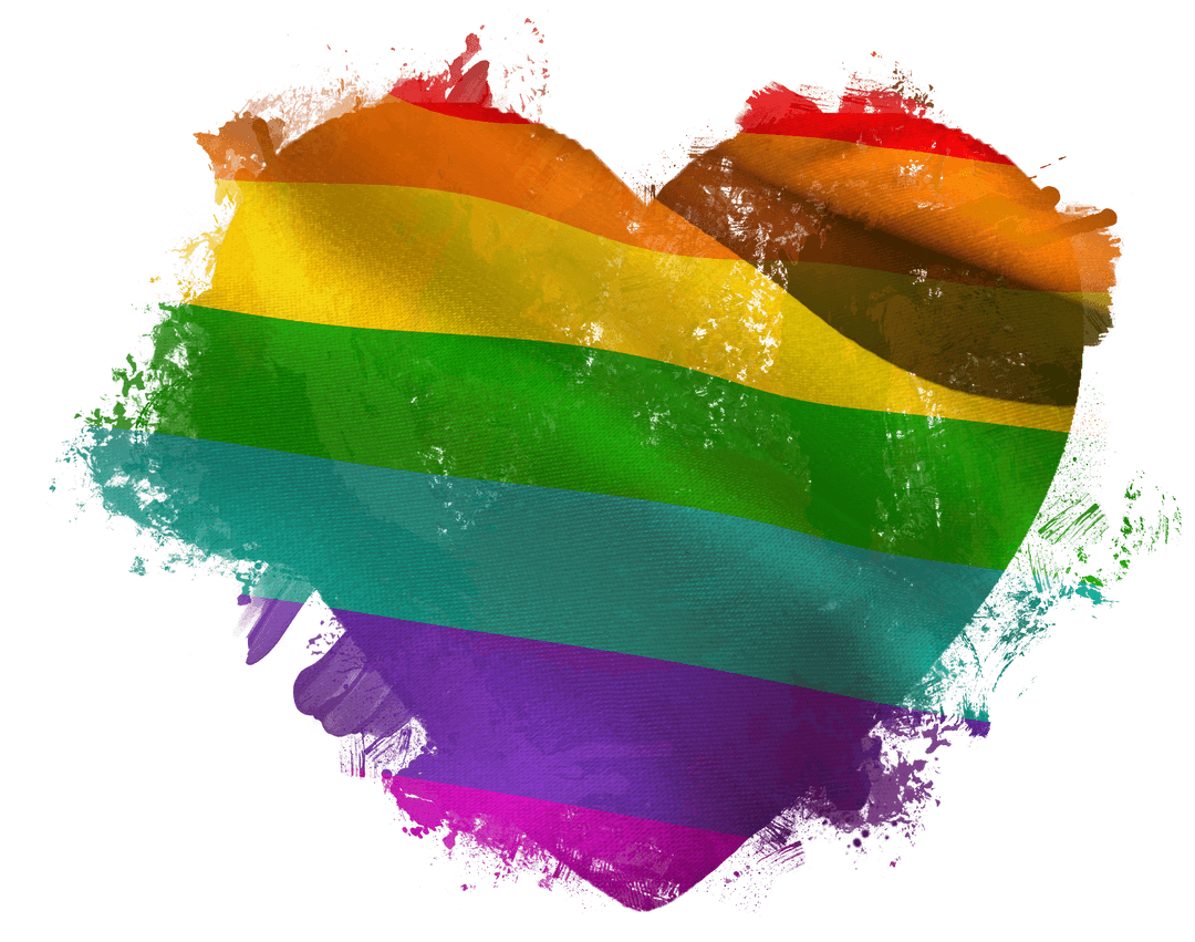 Transparent Heart with Distressed Rainbow Colors for LGBT Support