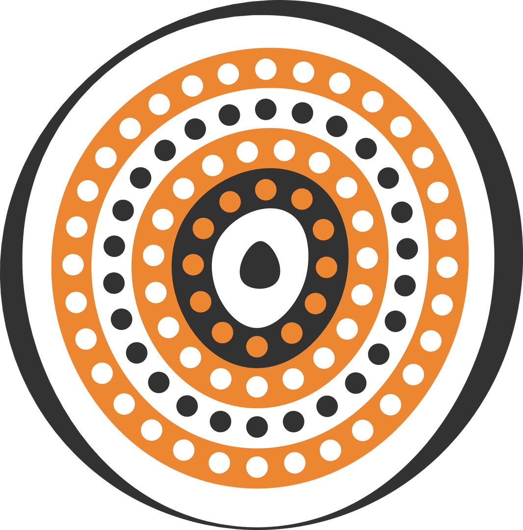 Abstract Black White Orange Circular Pattern on Transparent