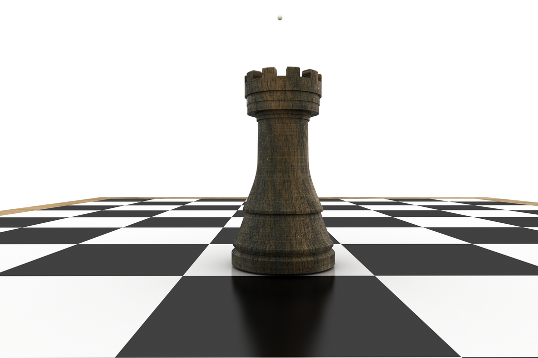 Transparent Black Rook on Chess Board Placements Strategically - Download Free Stock Images Pikwizard.com