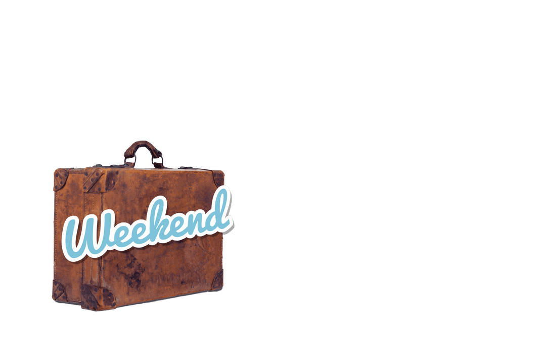 Weekend Travel Adventures with Retro Suitcase on Transparent