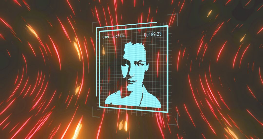 Digital Interface with Female Avatar and Neon Lights Animation