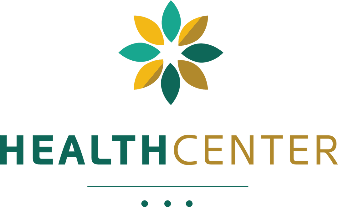 Healthcare center logo with flower on transparent background