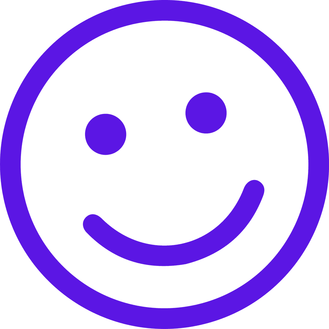 Simple Purple Smiley Face Icon on Transparent Background