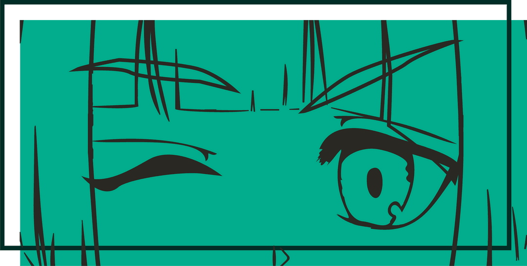 Minimalist Vector Anime Eye Close-Up on Transparent Background