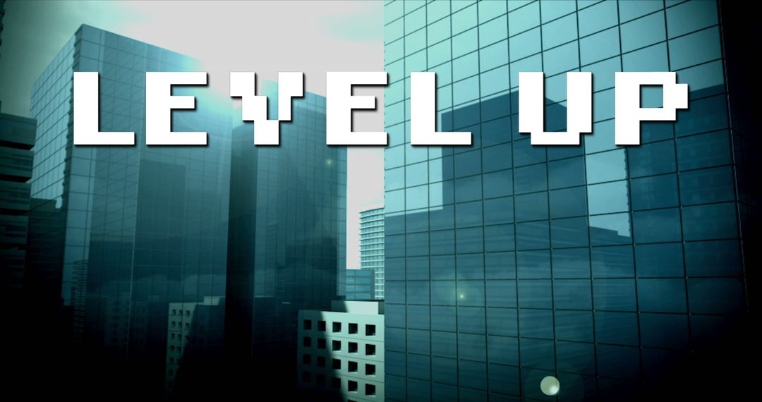 Level Up and Modern Cityscape with Skyscrapers