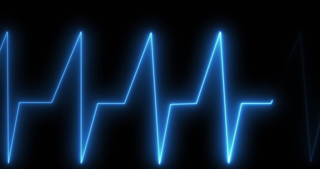 Glowing Electrocardiogram Line on Black Background