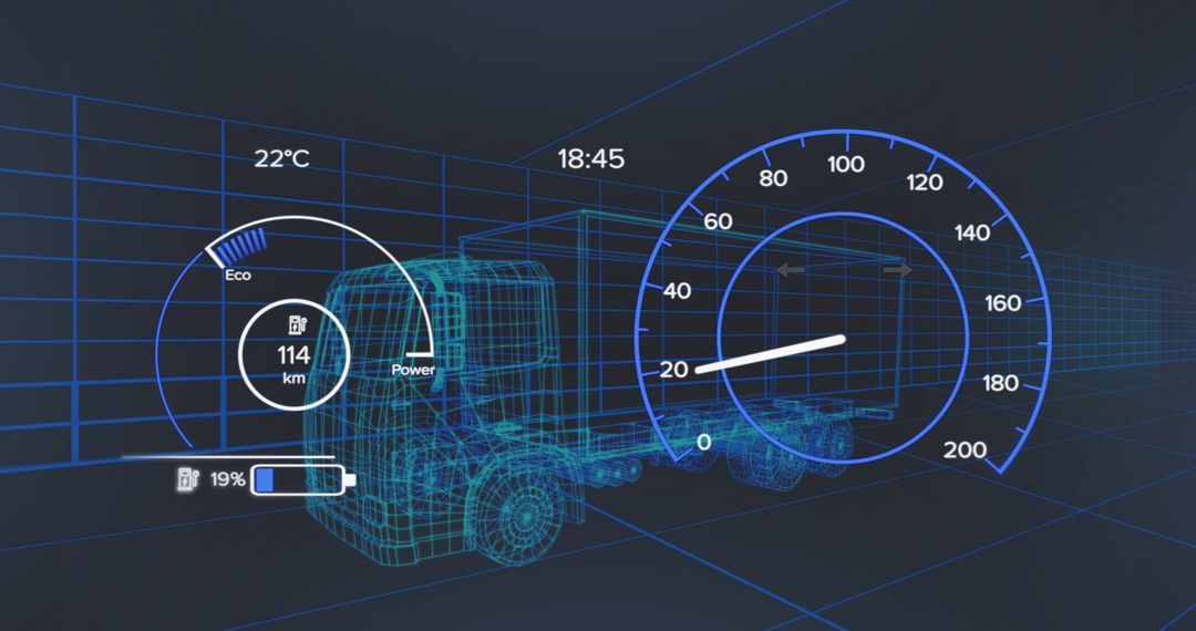 Futuristic Digital Interface Concept with Electric Truck 3D Visualization - Free Images, Stock Photos and Pictures on Pikwizard.com