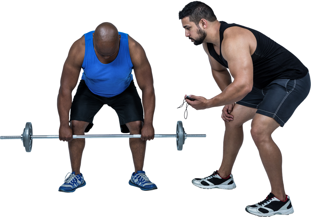 Trainer Helping Man with Barbell on Transparent Background - Download Free Stock Images Pikwizard.com