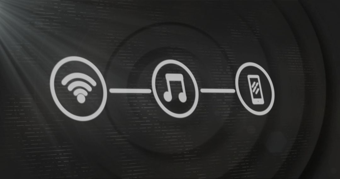 Digital Interface Displaying Wi-Fi, Music, and Smartphone Connectivity