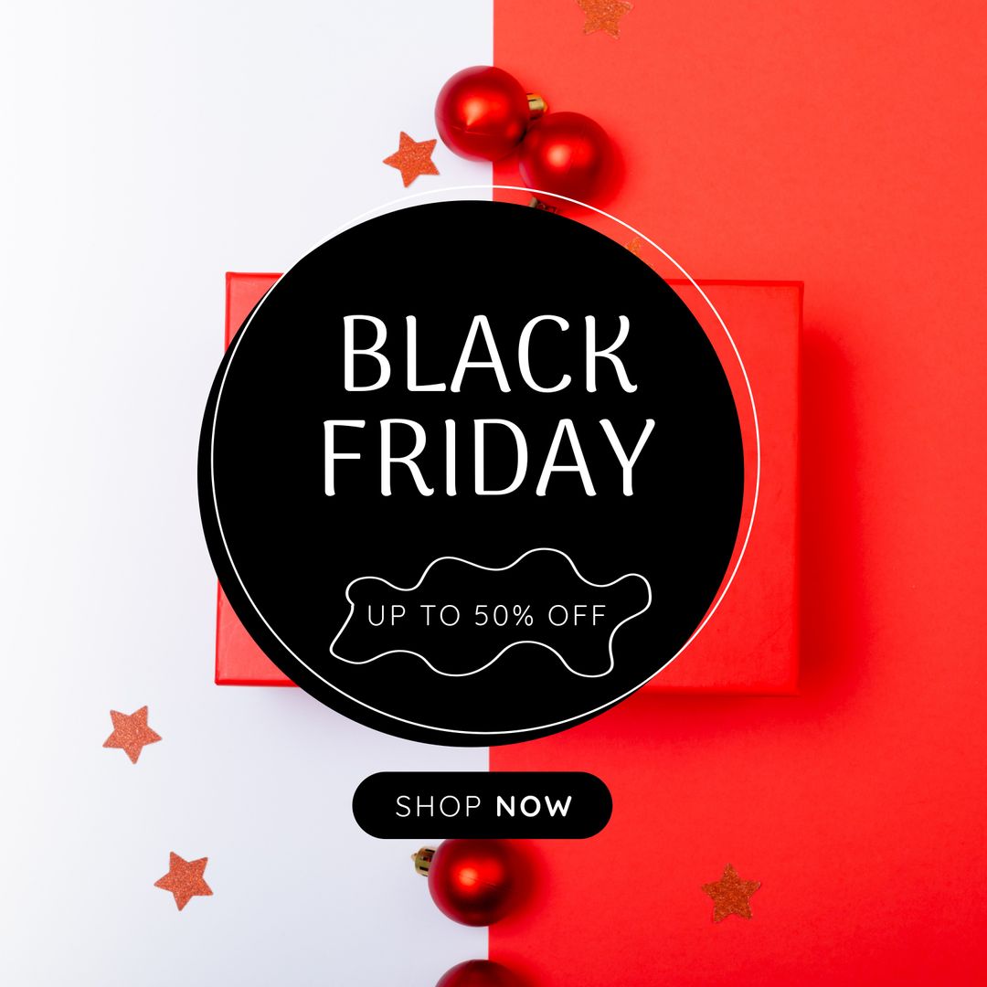 Black Friday Sale with Festive Red and White Background