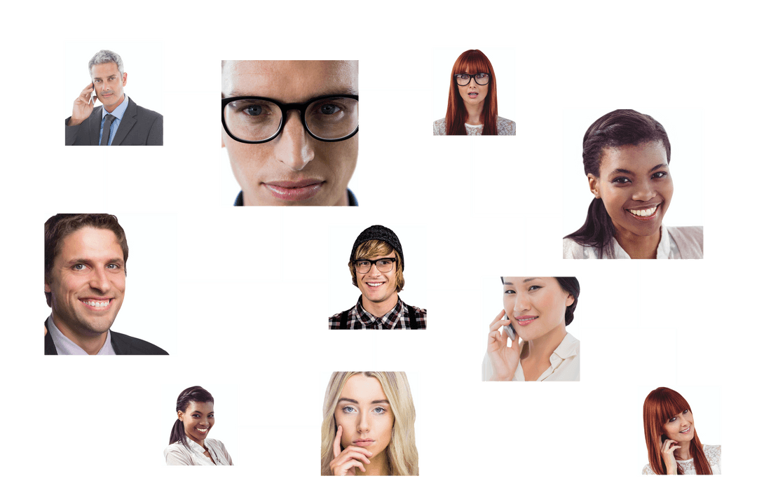 Transparent Business Network On White Gray Collage Harmony