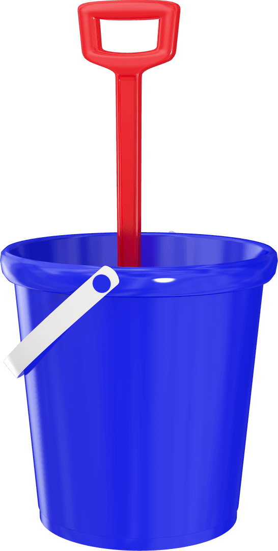 Transparent Blue Bucket with Red Shovel for Summertime Fun