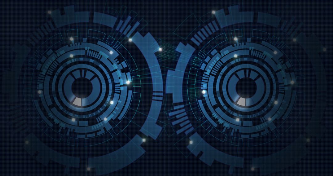 Abstract Futuristic Digital Interface Circles with Tech Lights