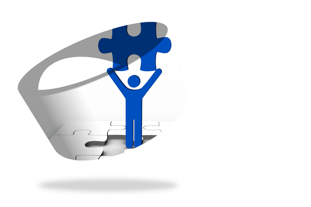 Transparent Figure Holding Jigsaw Puzzle Piece