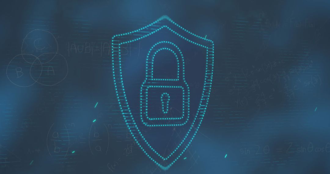 Digital Security Illustration With Padlock and Formulas
