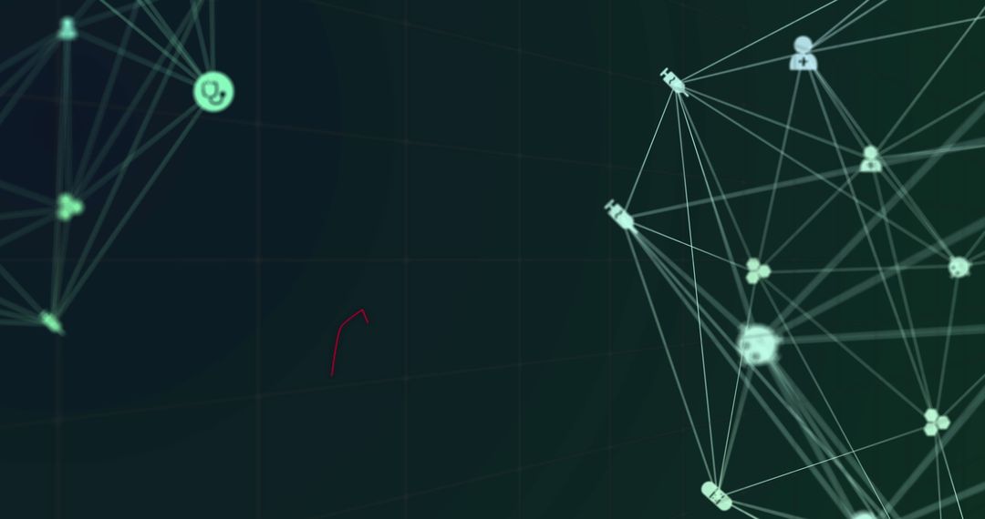 Digital Network of Connected Application Icons on Abstract Background