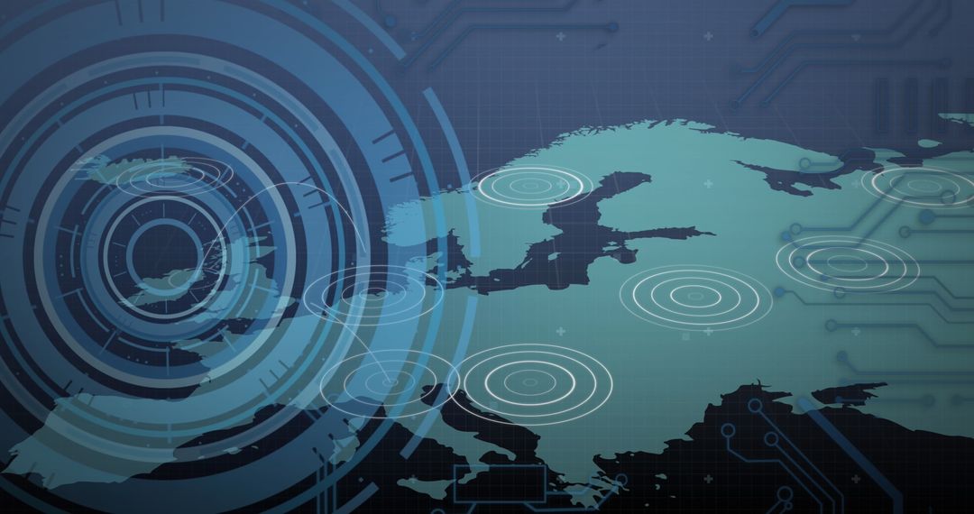 Digital Interface Map with Radar and Data Processing Elements