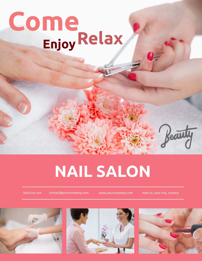 Elegant Nail Salon Flyer Template for Spa and Beauty Marketing - Download Free Stock Templates Pikwizard.com